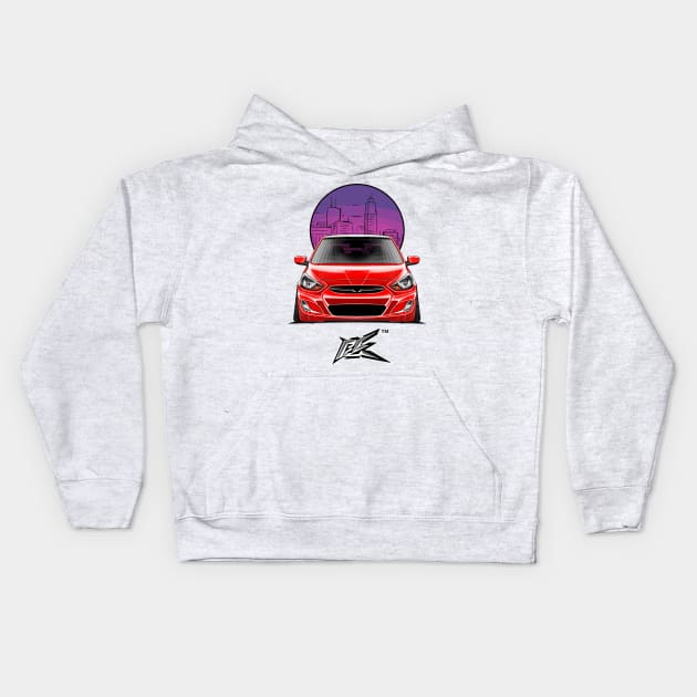 hyundai accent stanced red Kids Hoodie by naquash